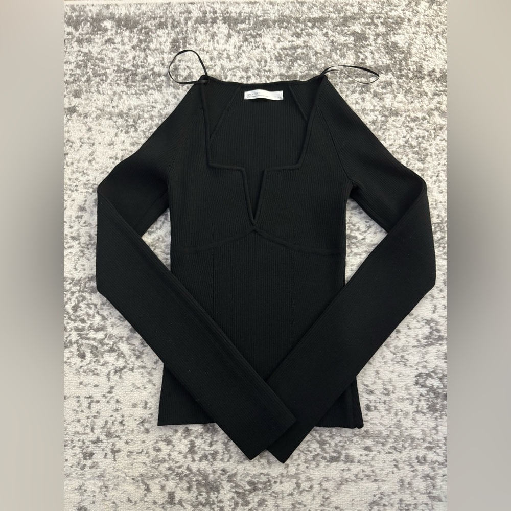Oak and Fort ribbed knit longsleeve top